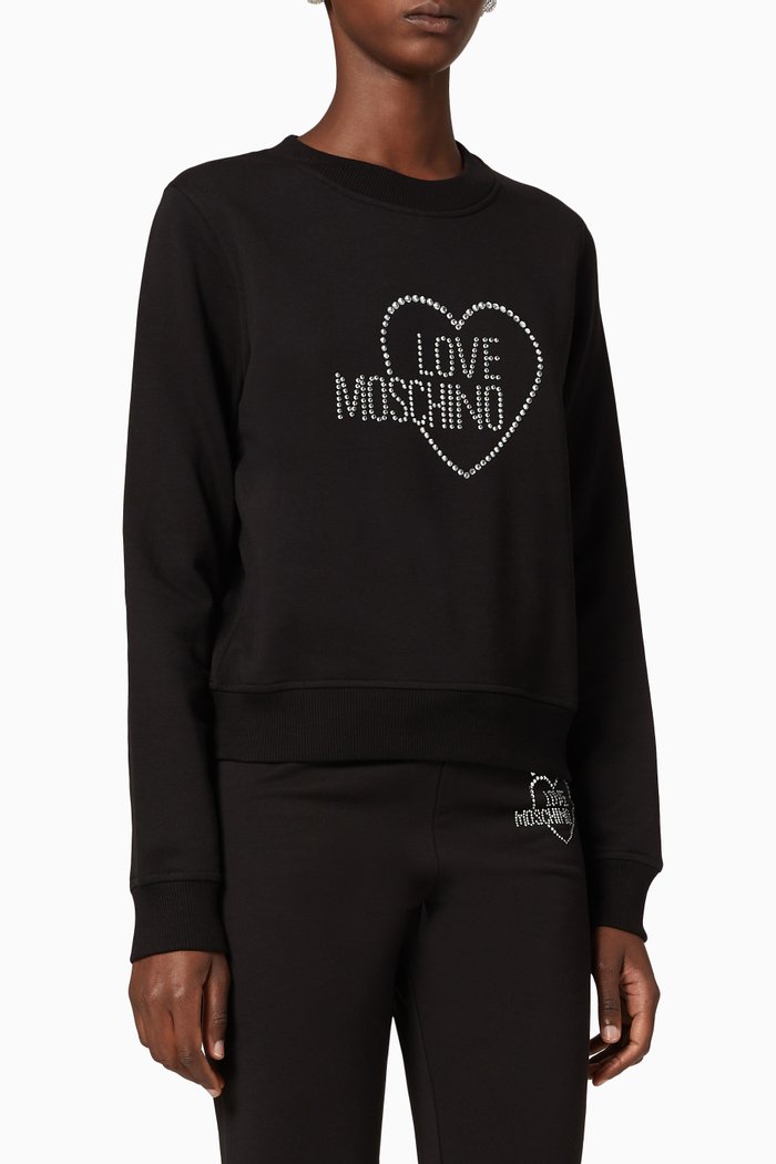 

Sparkling Heart Logo Cotton Sweatshirt, Black