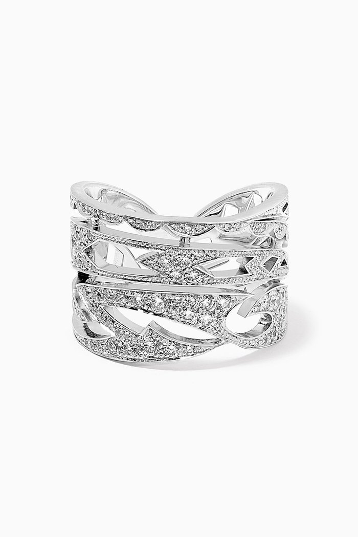 

Tattoo Diamond Ring in 18kt White Gold, Silver