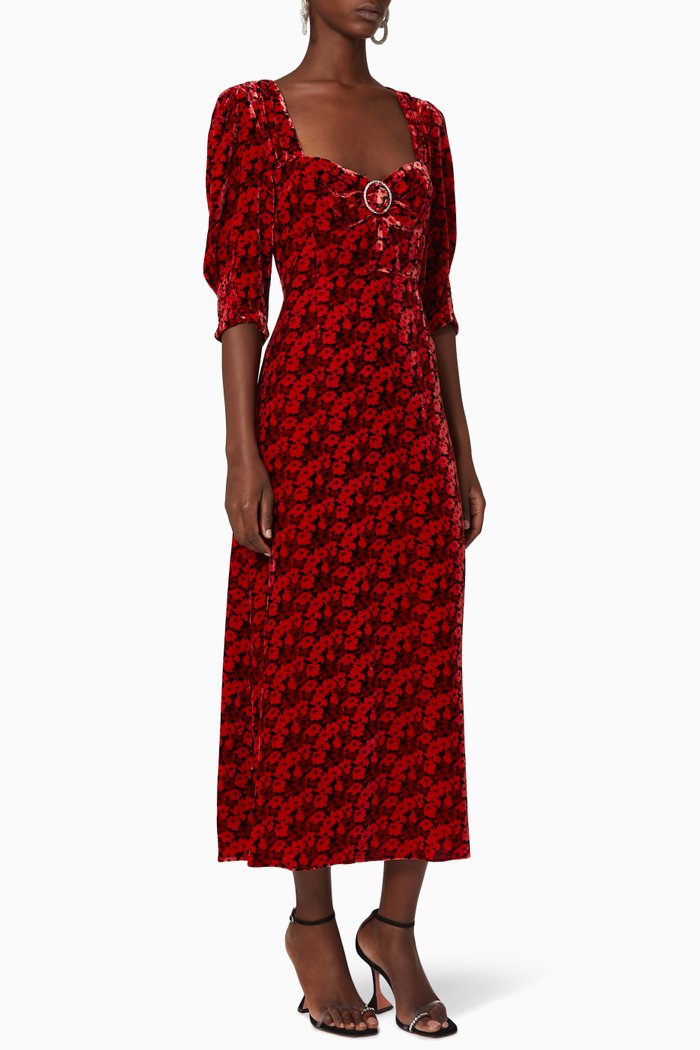 

Karen Mystic Bloom Silk Dress, Red