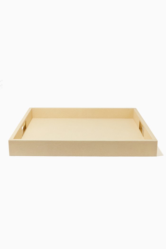 

Renata Shagreen Square Tray, 18 x 18", Neutral