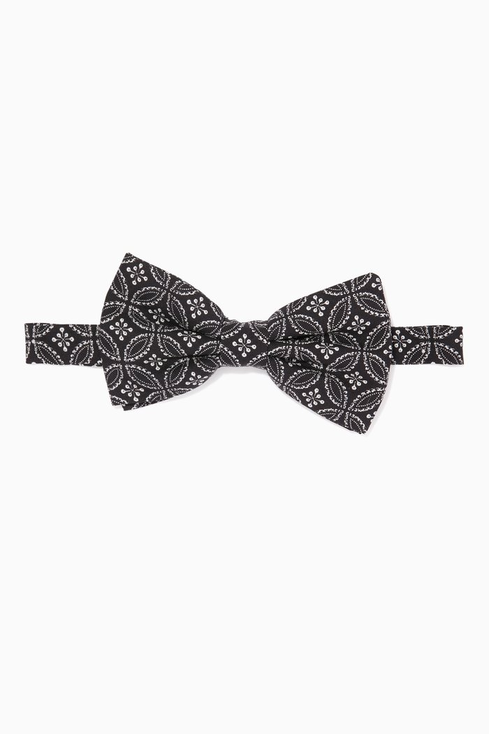 

Jacquard Bow Tie in Silk Twill, Black