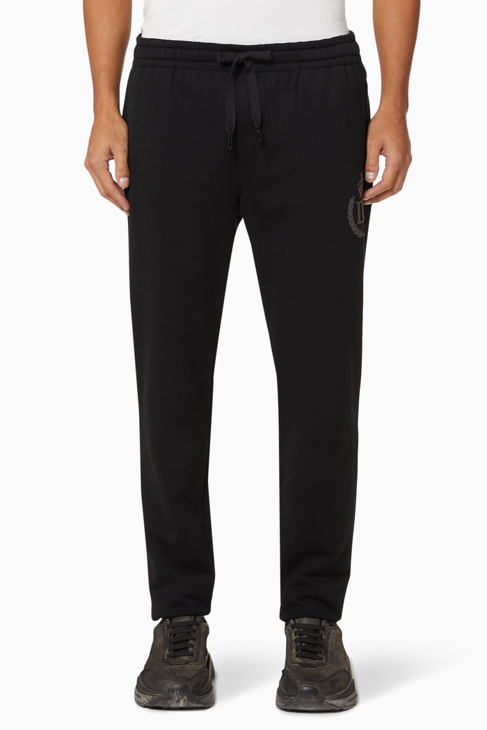 

Leaf Logo Cotton Jersey Track Pants, Black