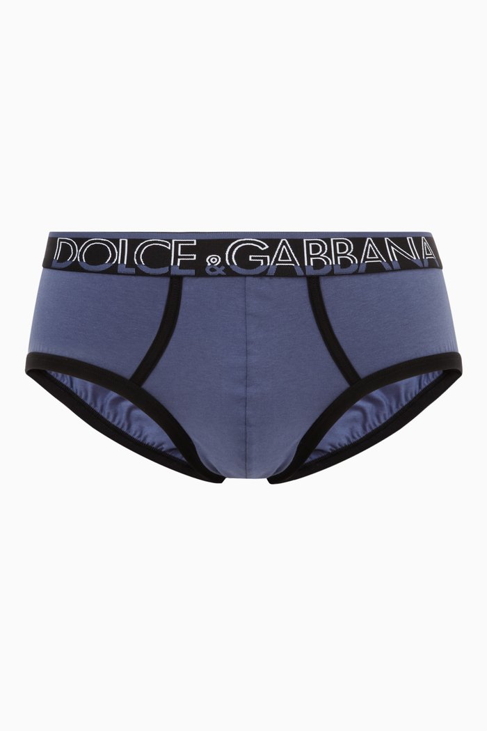 

Logo Stretch-Cotton Briefs, Blue