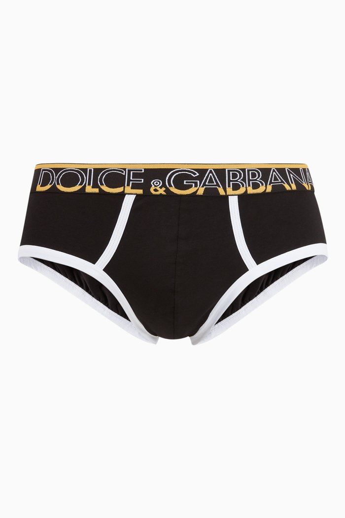 

Logo Stretch-Cotton Briefs, Black