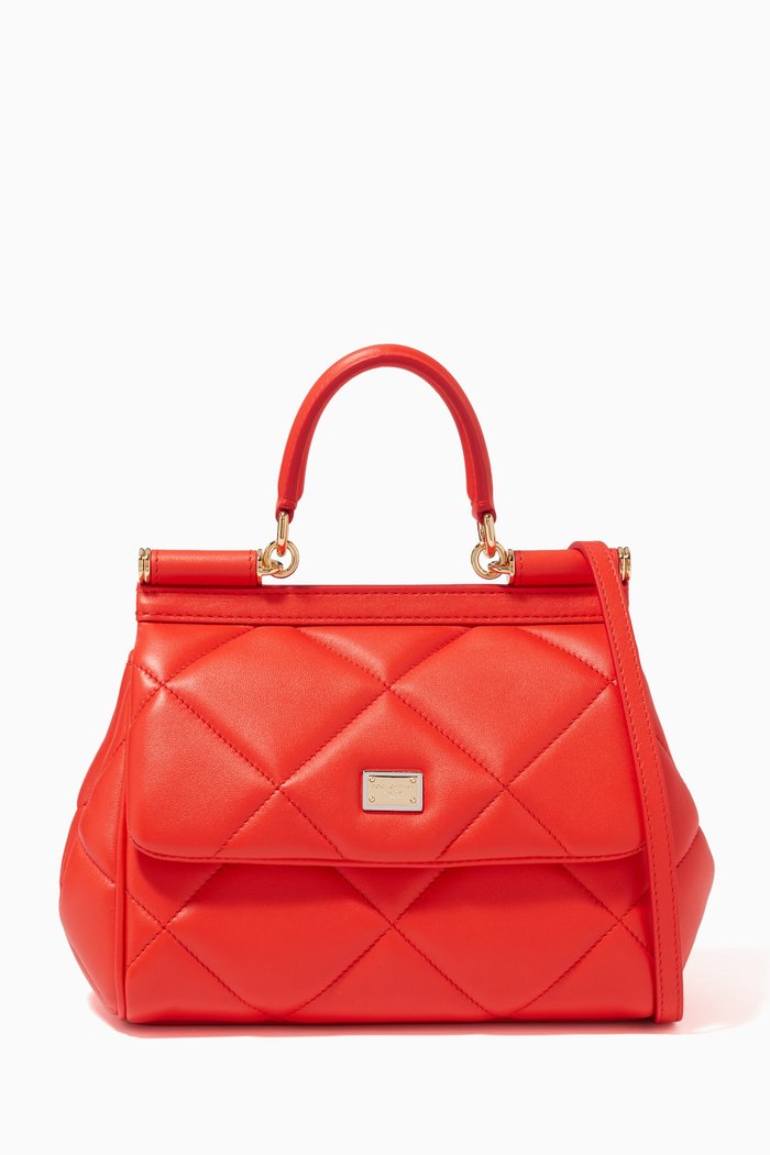 

Small Sicily Bag in Aria Matelassé Leather, Orange