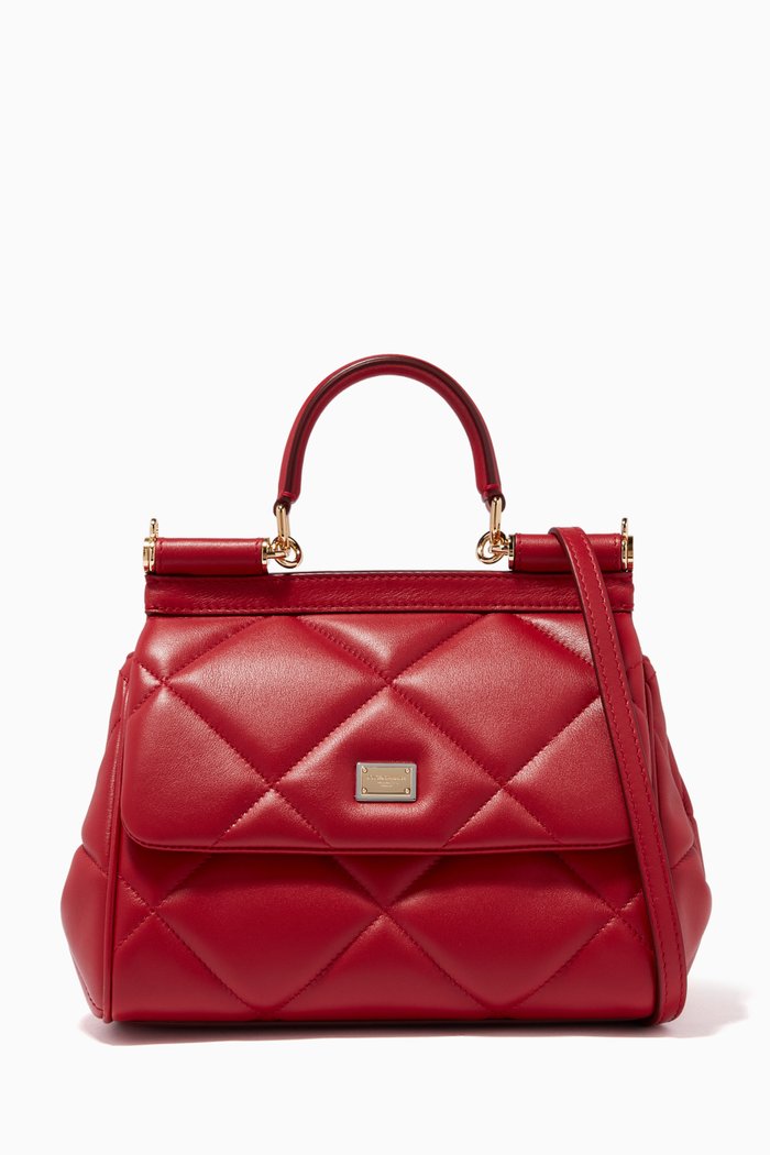 

Small Miss Sicily Bag in Aria Matelassé Calfskin, Red