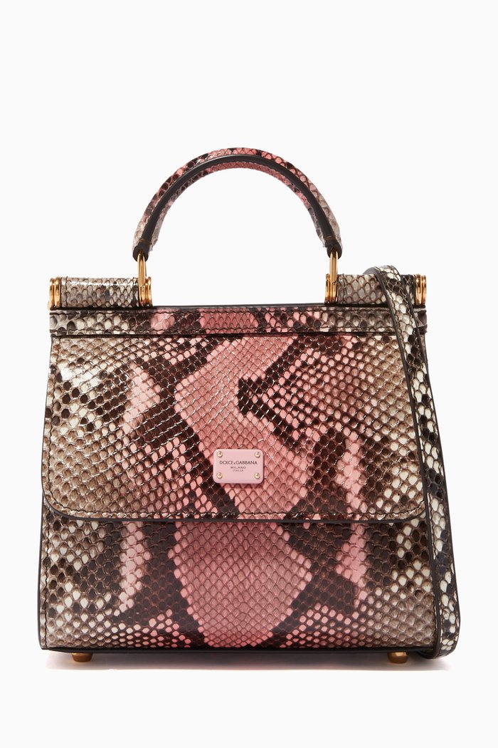 

Mini Sicily 58 Bag in Two-Tone Python, Pink