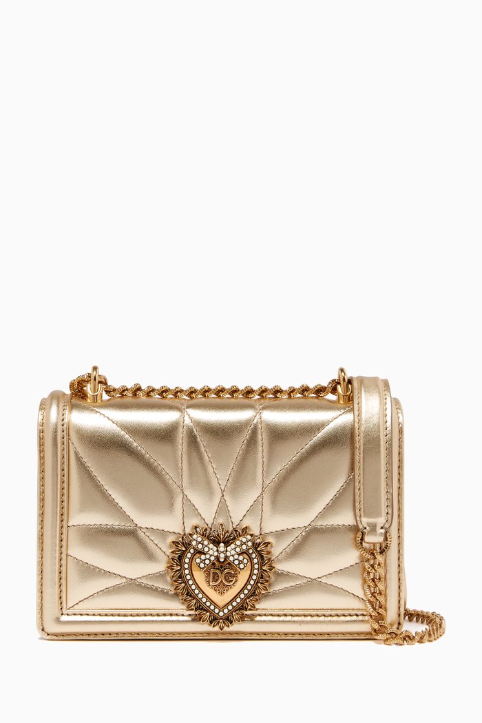 

Small Devotion Bag in Quilted Leather, Gold