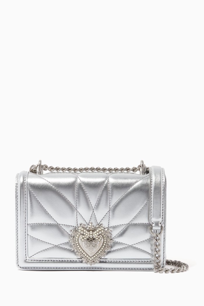 

Small Devotion Bag in Quilted Leather, Silver
