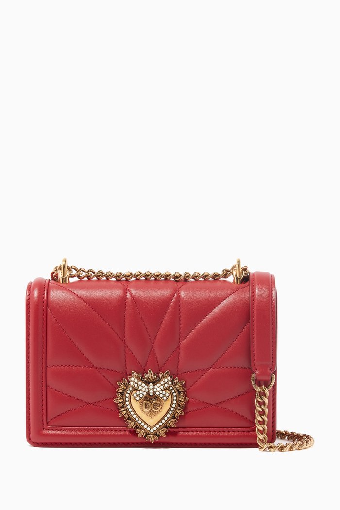 

Small Devotion Bag in Quilted Leather, Red