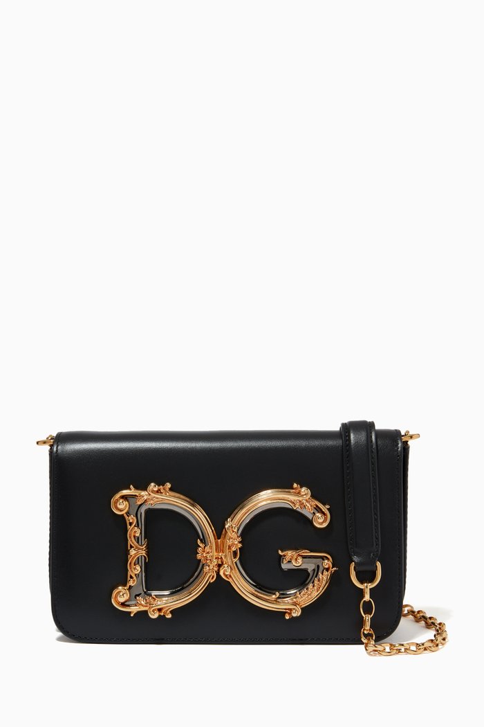 

DG Girl Mini Shoulder Bag in Leather, Black