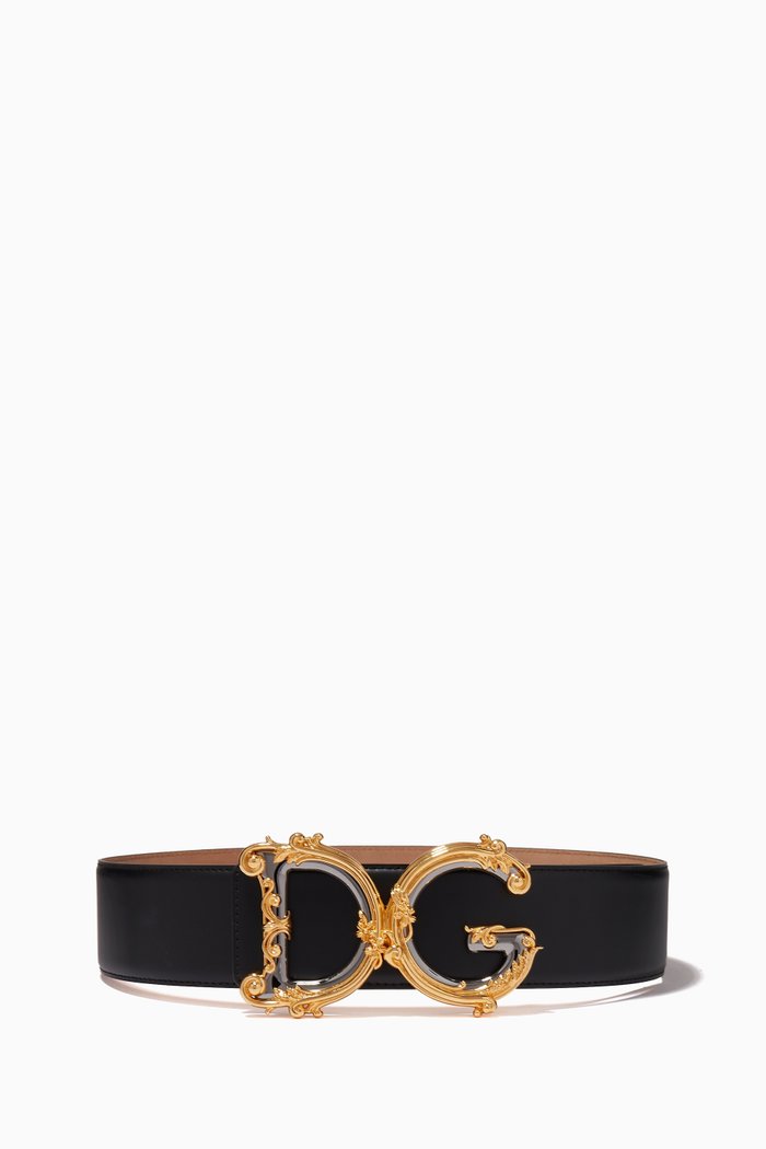 

Baroque DG Logo Wide Belt in Leather, Black