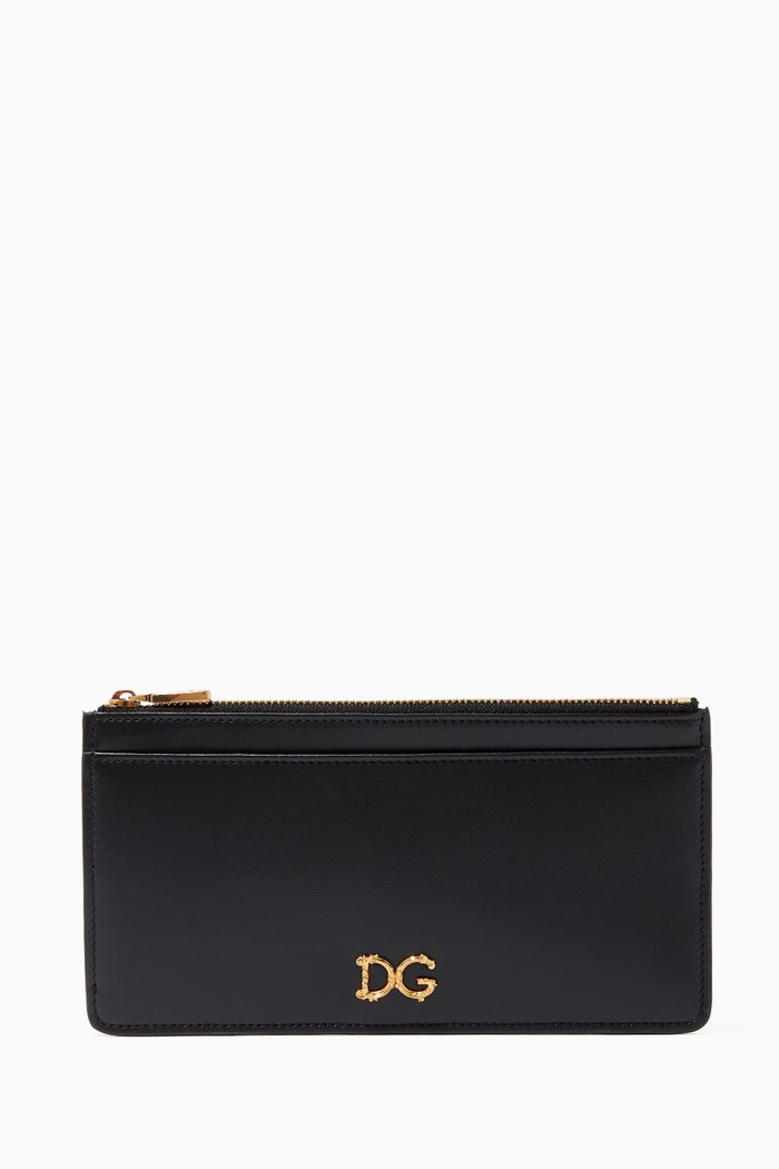 

DG Girl Zipped Cardholder in Calfskin, Black
