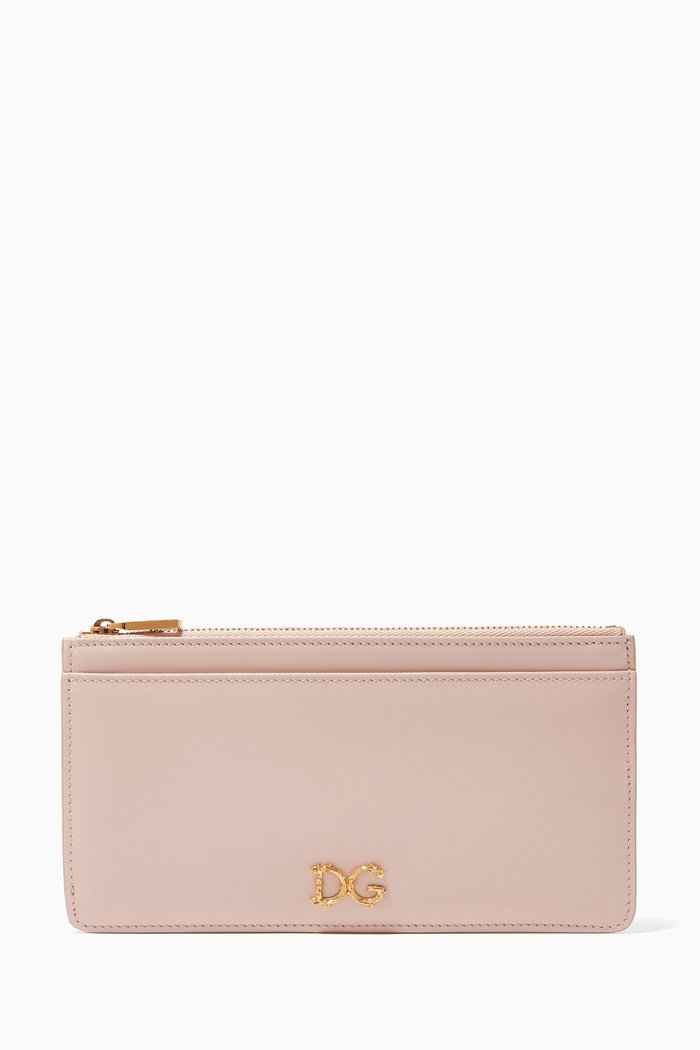 DG Girl Zipped Cardholder in Calfskin, Pink