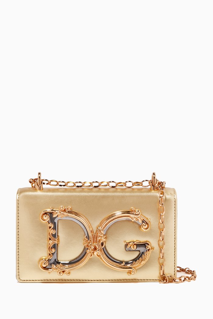 Small DG Girl Crossbody Bag in Nappa, Gold