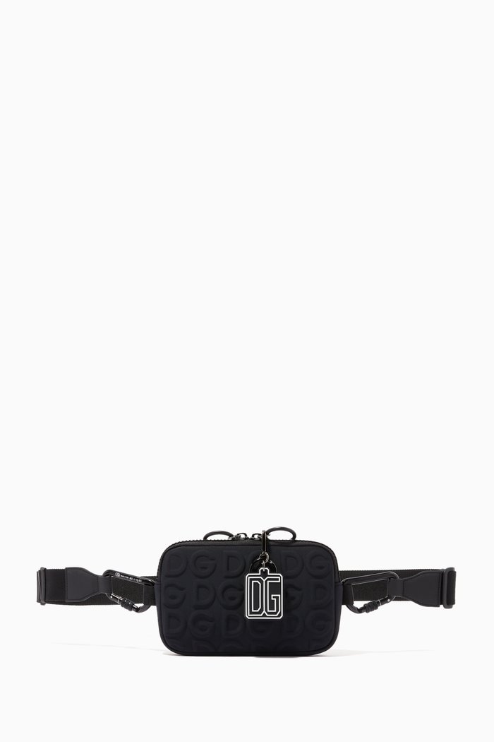 

Palermo Embossed Logo Belt Bag in Nylon, Black