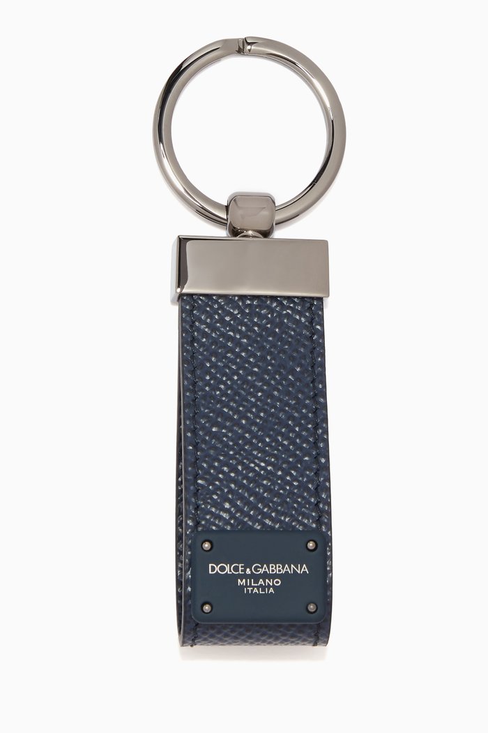 

Key Holder in Dauphine Leather, Blue