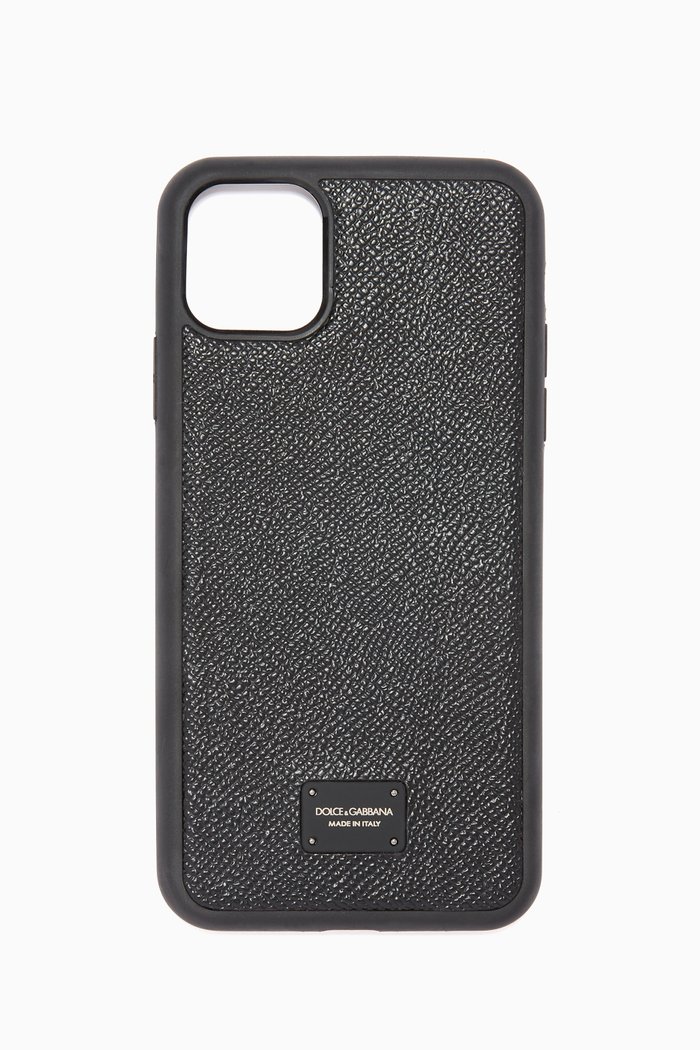 

Logo Plaque iPhone 11 Pro Case in Dauphine Leather, Black