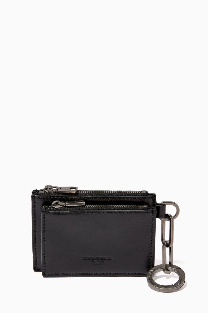 

Coin Pouch with Ring in Leather, Black