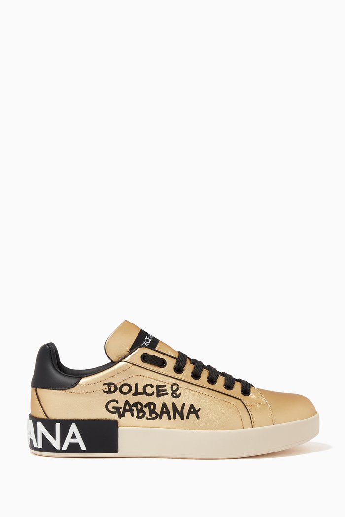 

Portofino Grafitti Sneakers in Leather, Gold