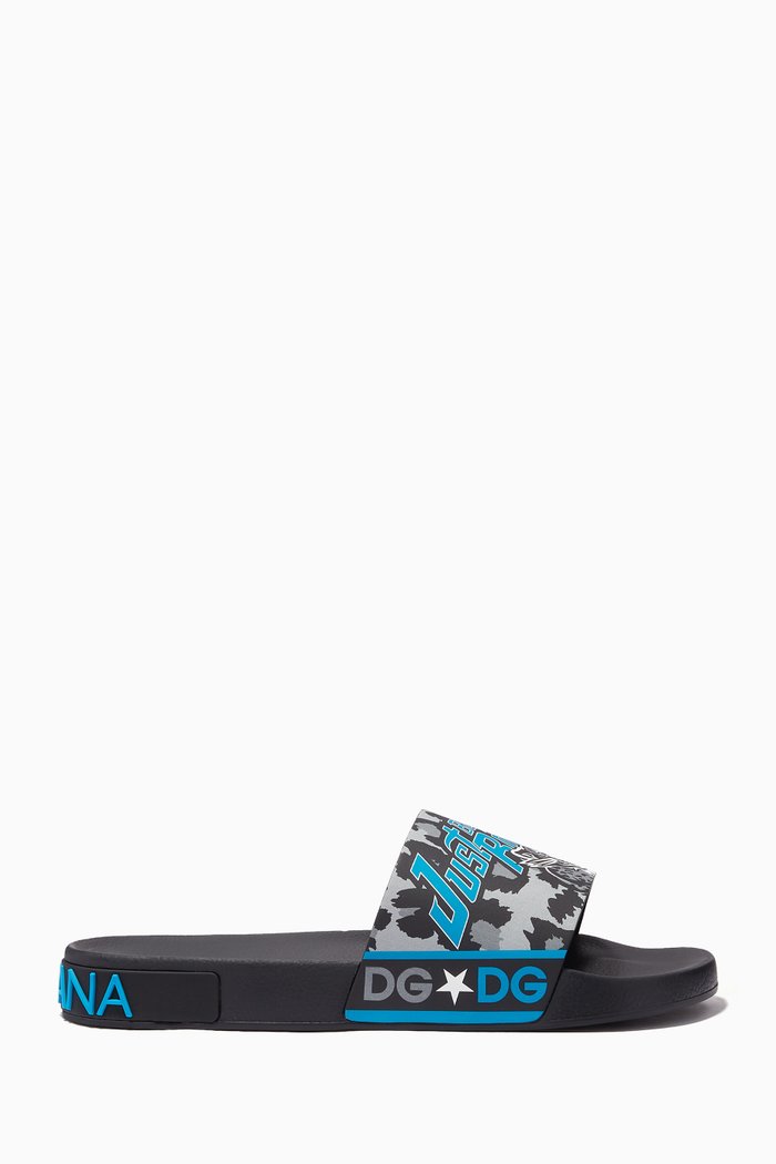 

Jungle Sport Slides in Leather, Blue