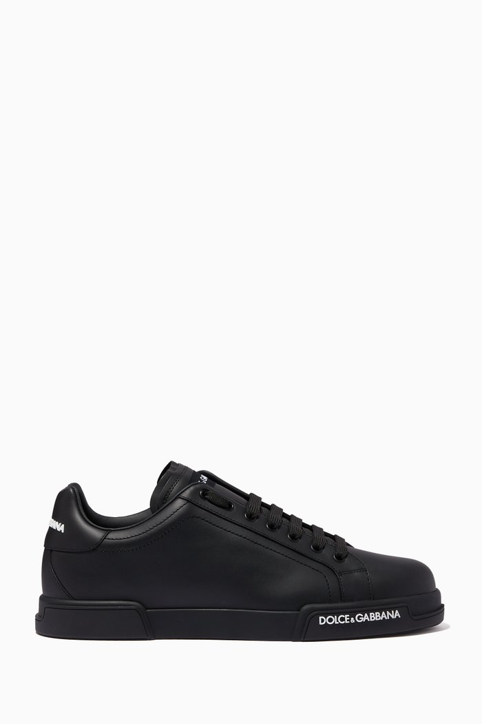 

Portofino Mini Logo Sneakers in Leather, Black