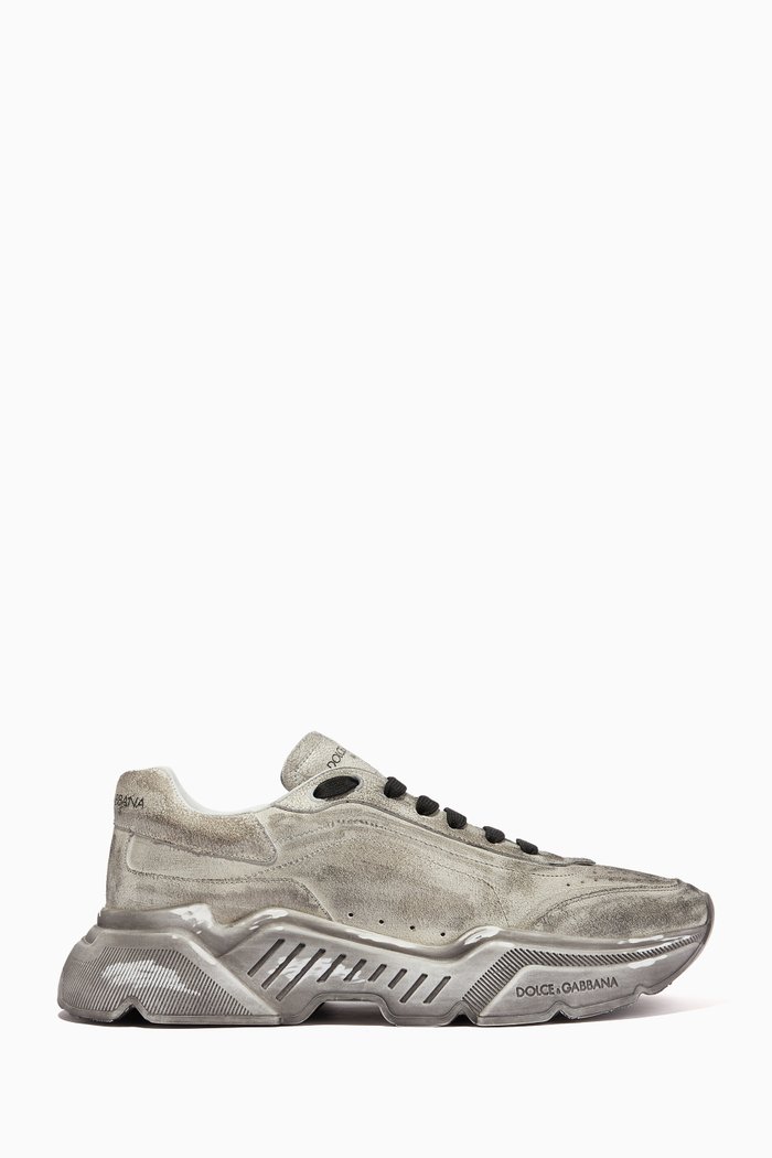 

Distressed Daymaster Sneakers in Craquelé Calfskin, White