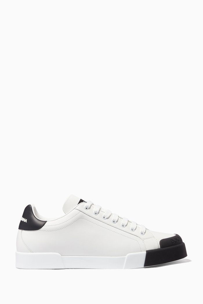 Portofino Contrast Sneakers in Leather, Black
