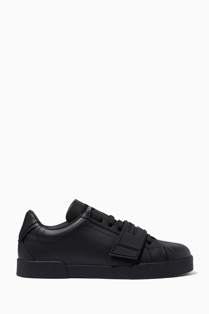 

Portofino Front Strap Sneakers in Nappa Leather, Black