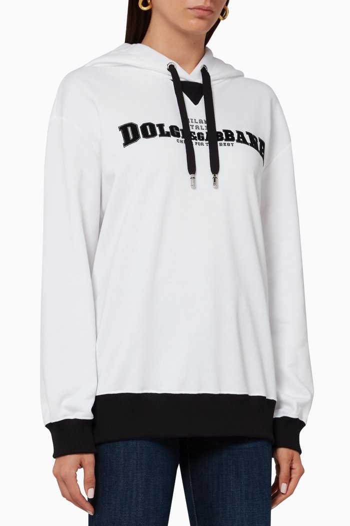

Logo Cotton Fleece Hoodie, White