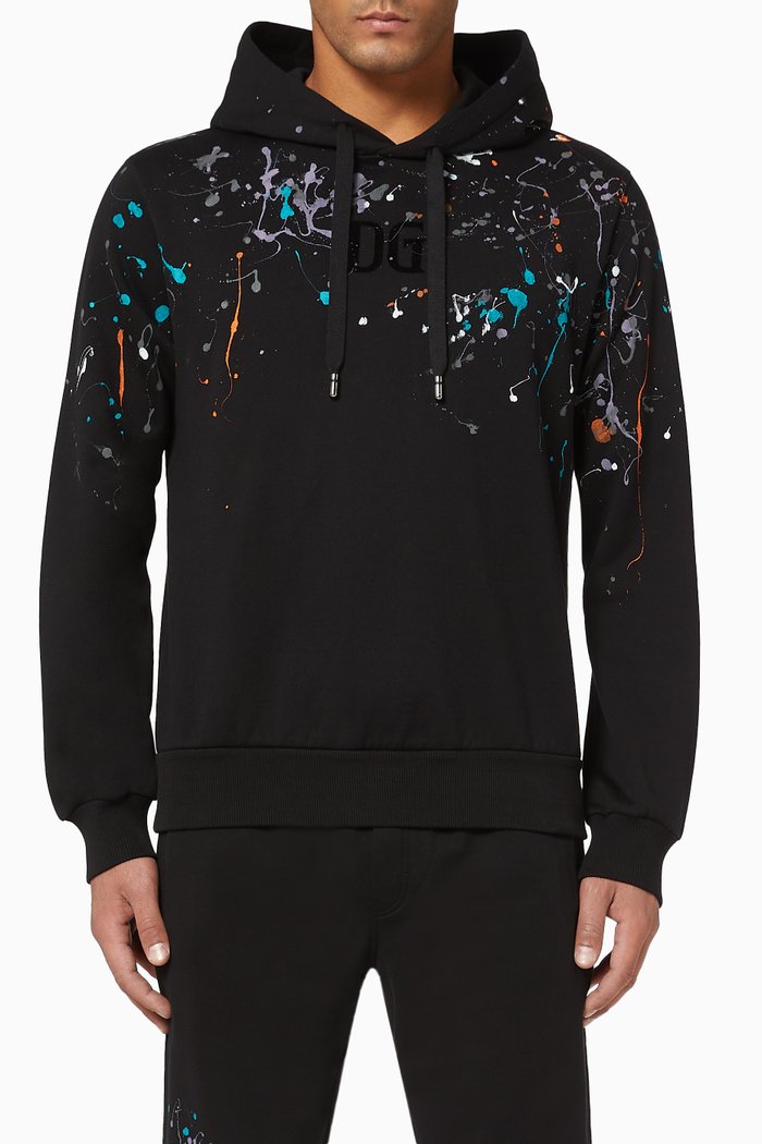 

Colour Drip Jersey Hoodie, Black