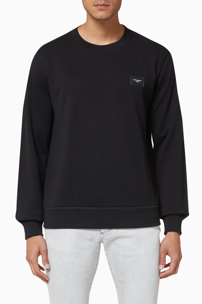 

Logo Plaque Cotton Sweatshirt, Black