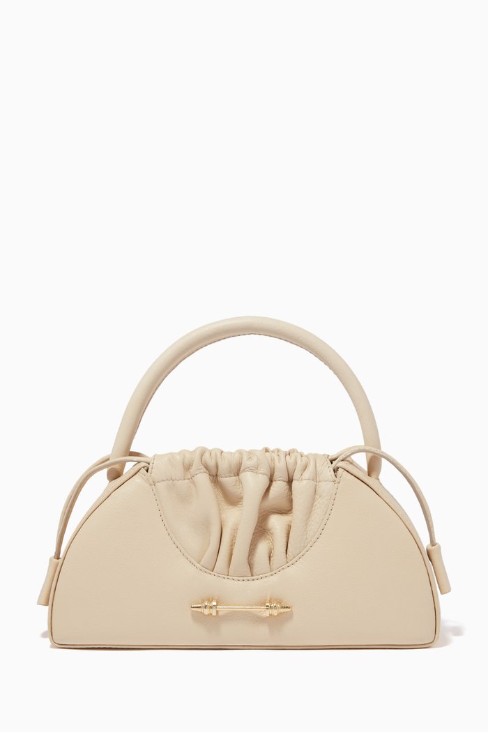 

Fan Handbag in Leather, Neutral