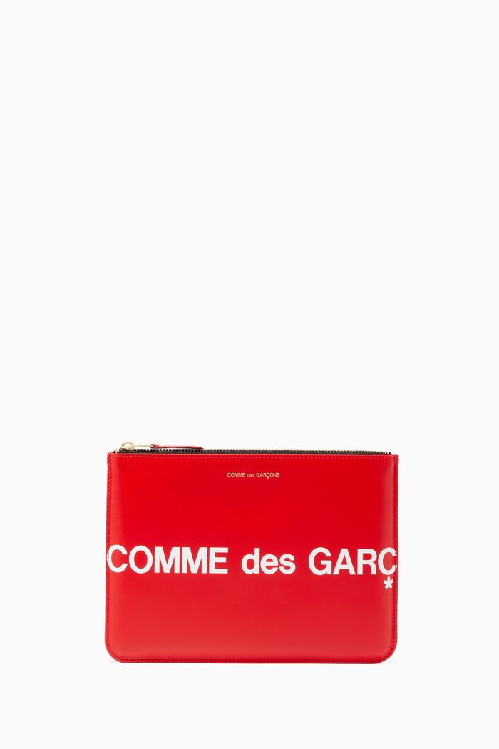 

Huge Logo Card Holder in Leather, Red