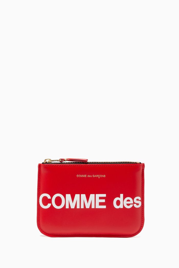 

Huge Logo Card Holder in Leather, Red