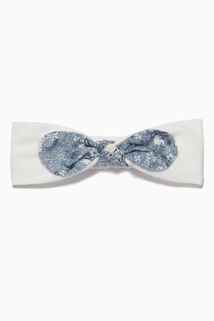 

Floral Bow Cotton Headband, Blue