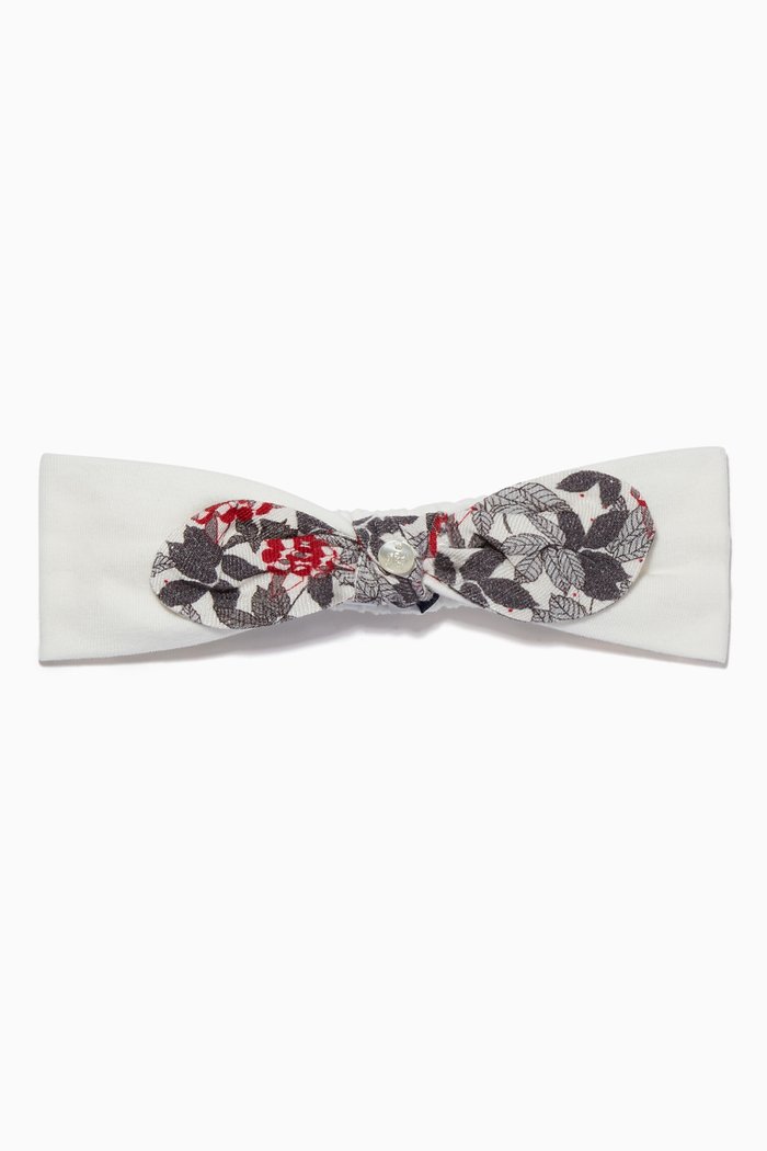 

Floral Bow Cotton Headband, Red