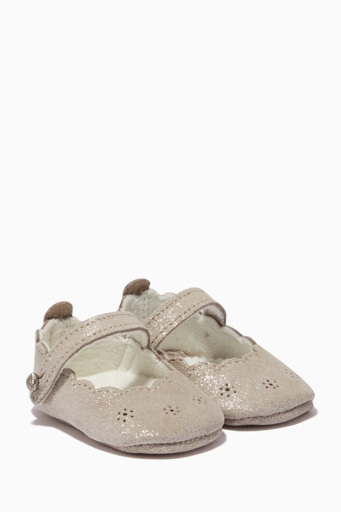 

Glitter Ballerina Shoes in Leather, Neutral