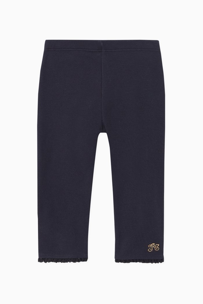 Ribbed Jersey Leggings, Blue