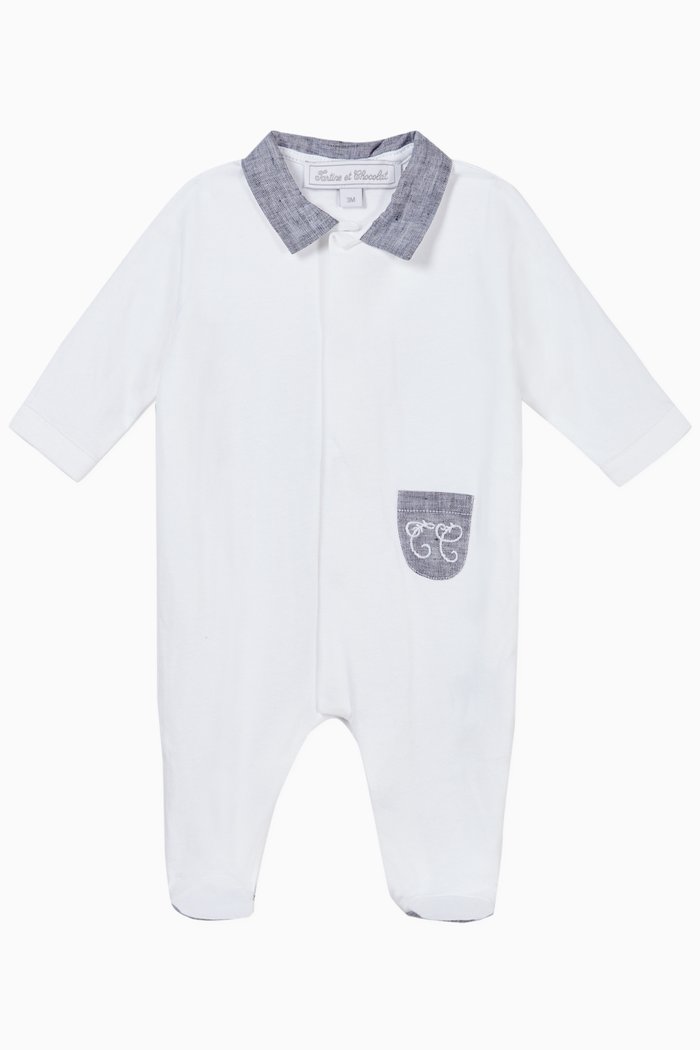 

Contrast Collar Bodysuit, Blue