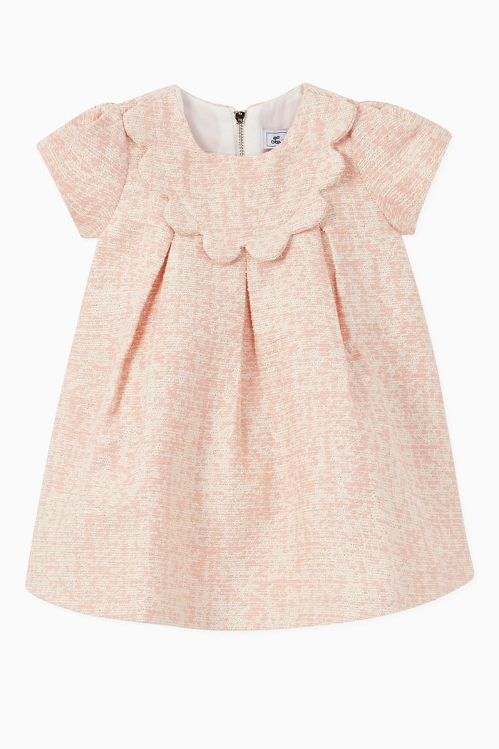

Petal Plastron Jacquard Dress, Pink