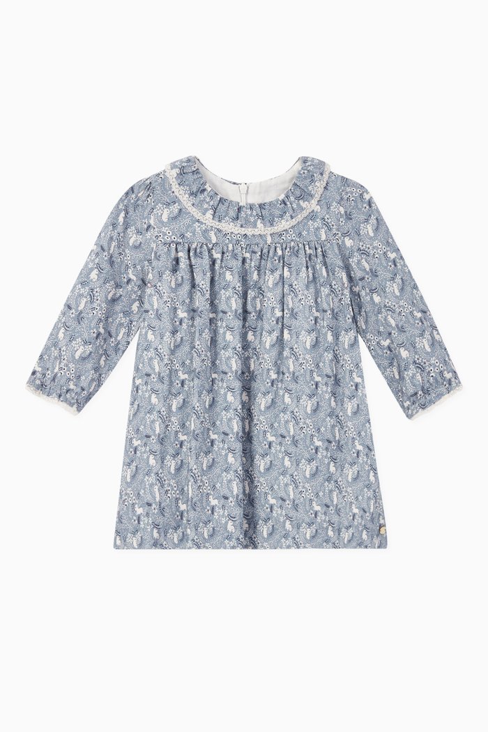 

Printed Flannel Dress, Blue