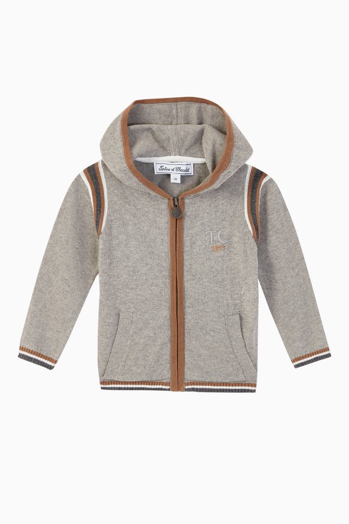 

Grey Marl Cotton-Cashmere Hooded Jacket