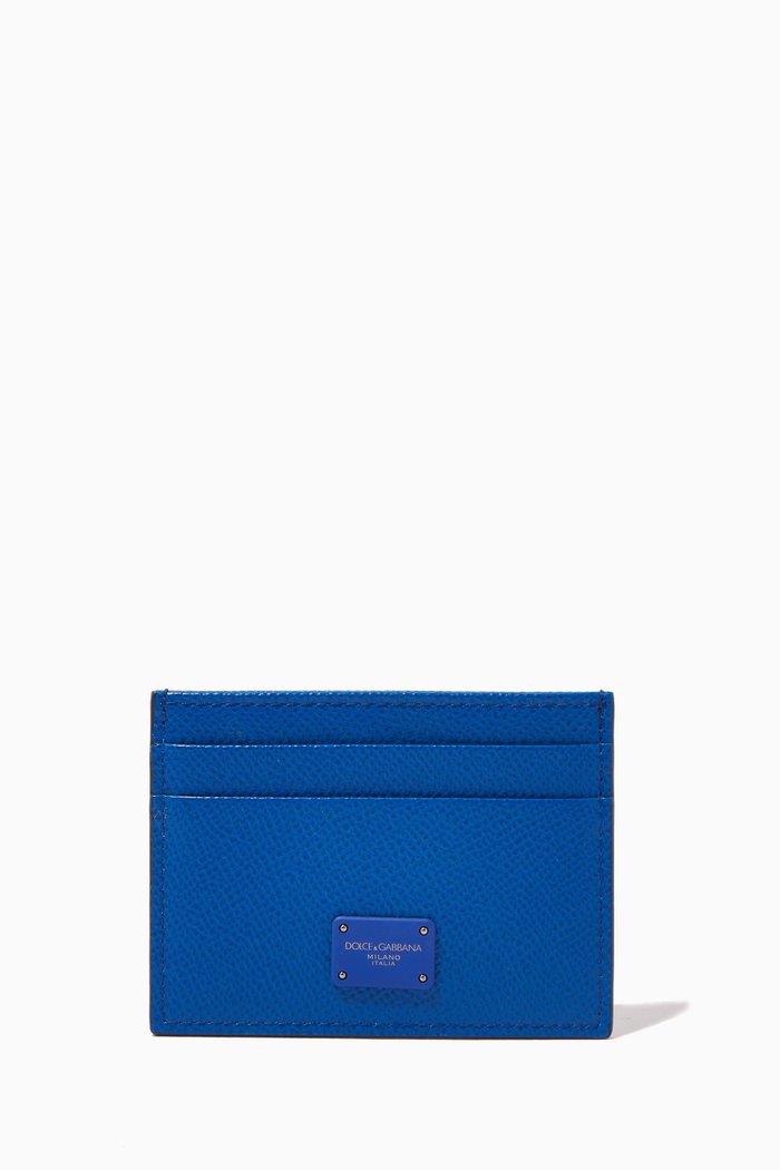 

Card Holder in Dauphine Leather, Blue