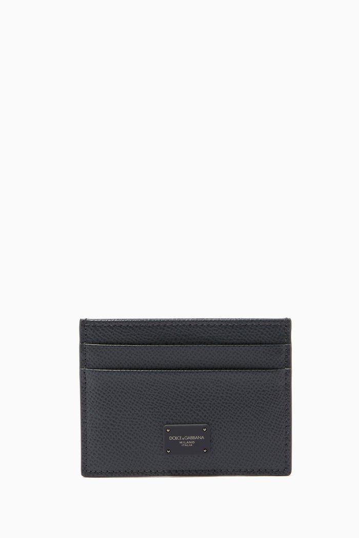 

Card Holder in Dauphine Leather, Grey