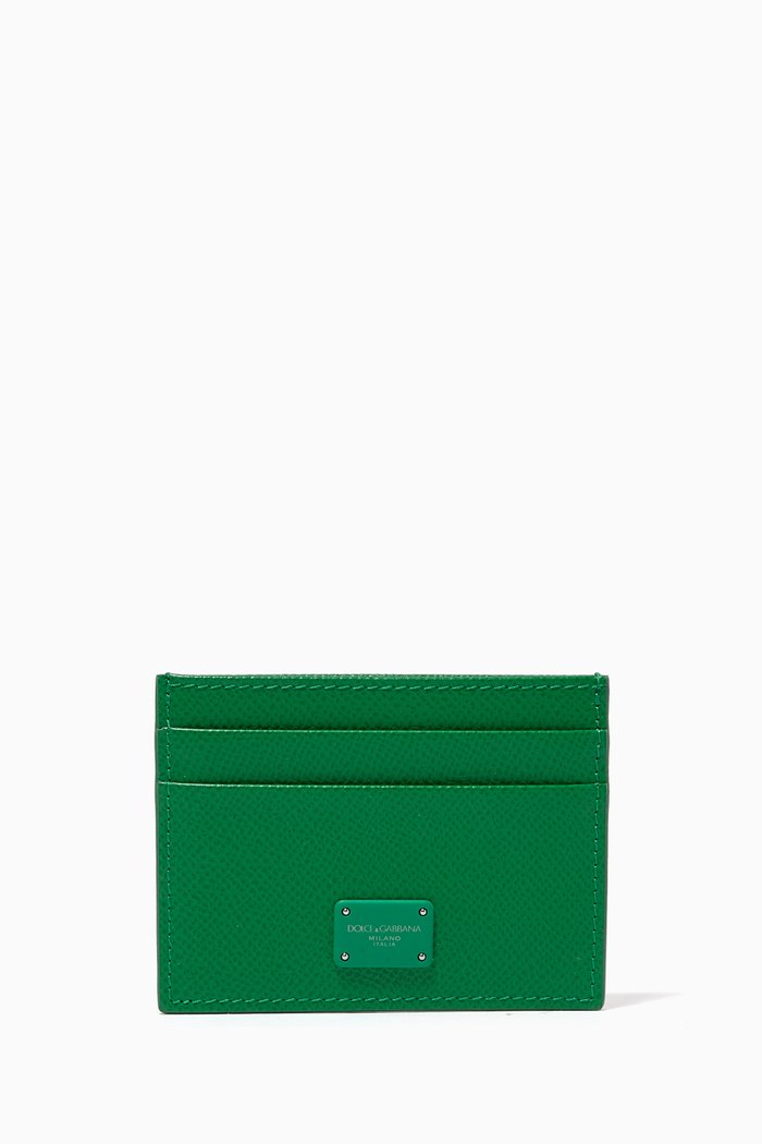 

DG Plate Card Case in Dauphine Leather, Green