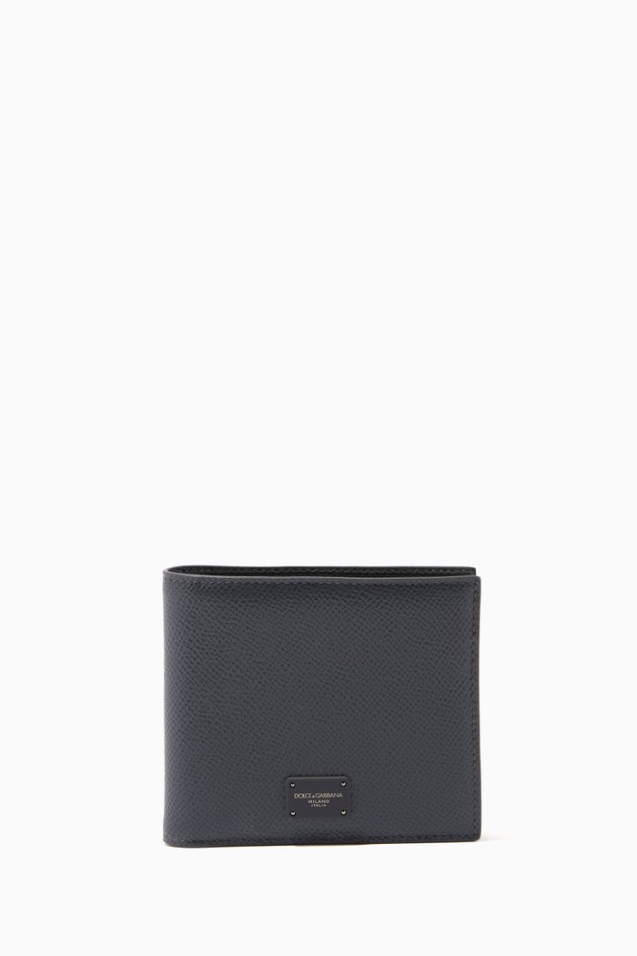 

Bi-Fold Wallet in Dauphine Leather, Grey