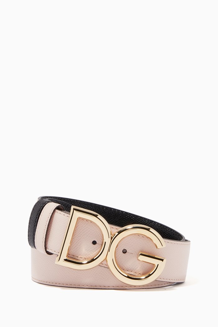 DG Millenial Reversible Belt in Leather, Black