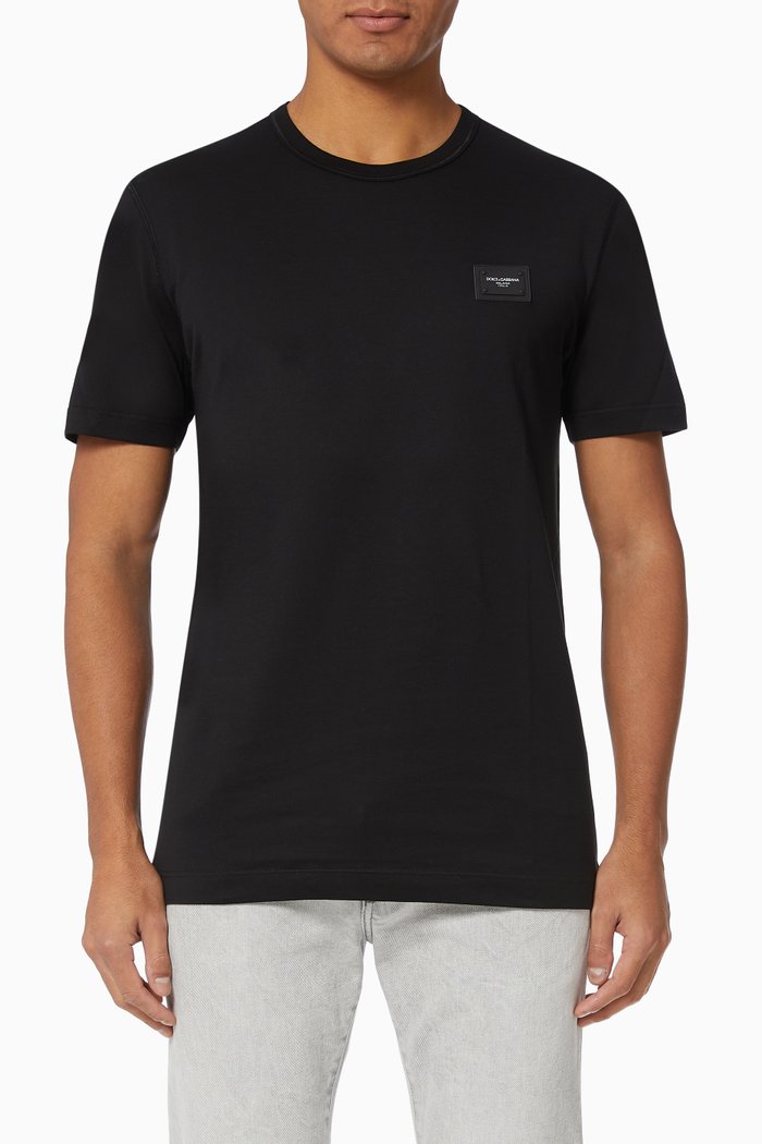

Logo Plaque Cotton T-Shirt, Black