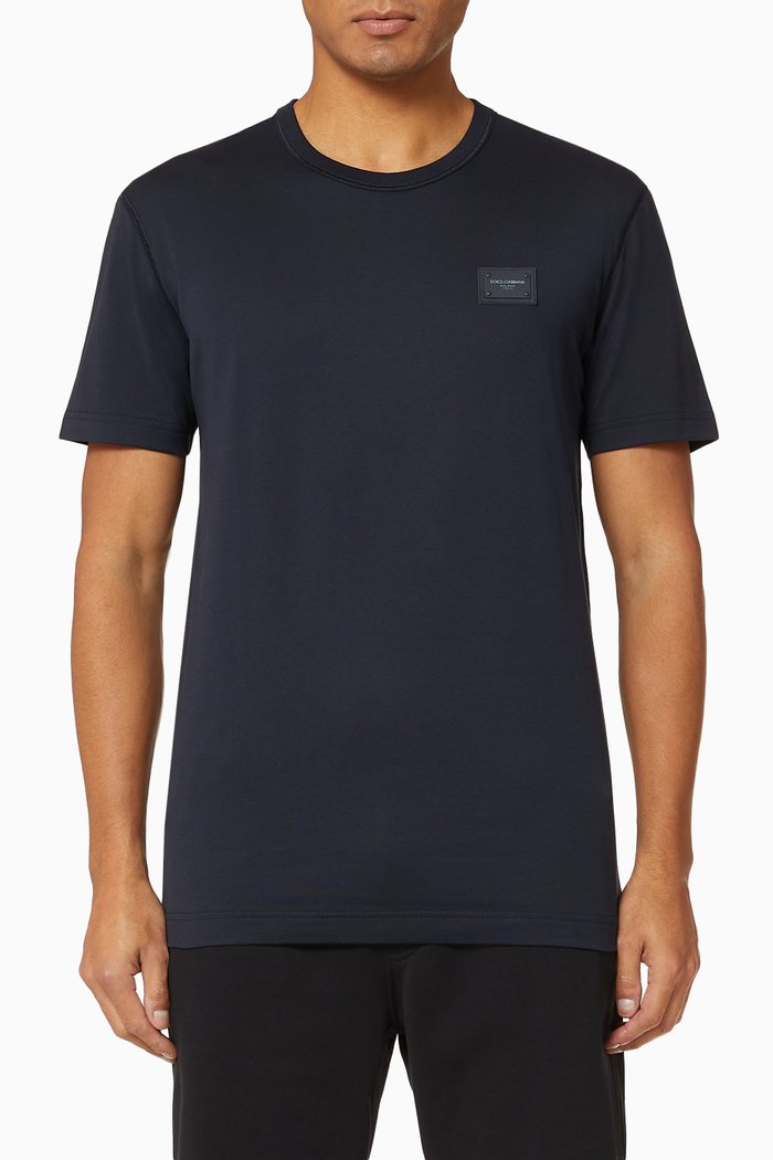 

Logo Plaque Cotton T-Shirt, Blue